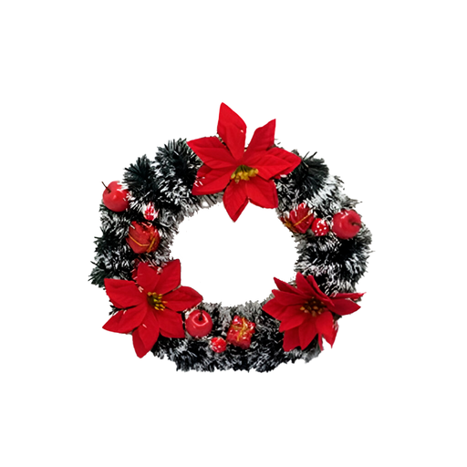 [115872] Corona navideña 30cm con pascua rojo