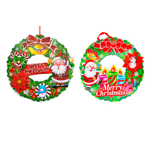 [92437] Corona navideña 37cm santa lm1704-297 varios diseños