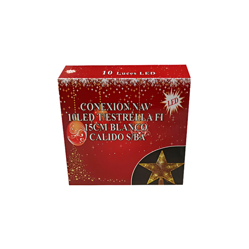[128136] Estrella navideña 10led 15cm sin batería blanco calido