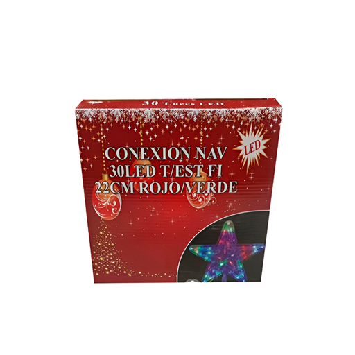 [128137] Estrella navideña 30led 22cm 110v rojo/azul