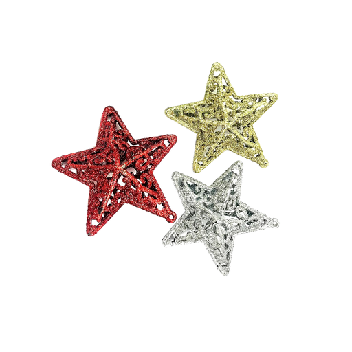 [76514] Estrella navideña 3pc 11cm 2-cs1503-636 rojo/dorado/plateado