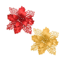 Flor navideña 15cm 2-853029006 dorado/rojo