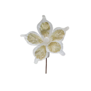 Flor navideña 15cm mh1132 blanco/dorado