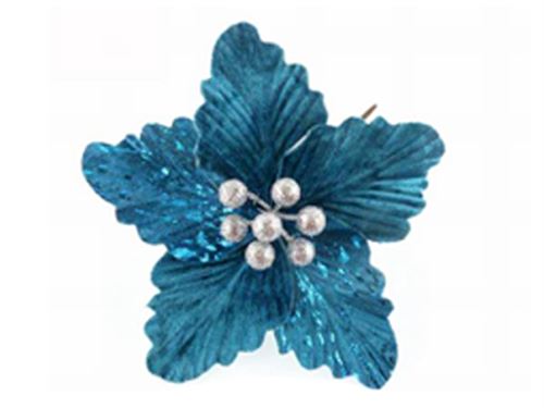 [129393] Flor navideña 20cm 2-cs2303-1429 azul/aqua