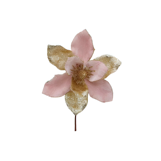 [130319] Flor navideña 22cm mh1127 rosado/dorado