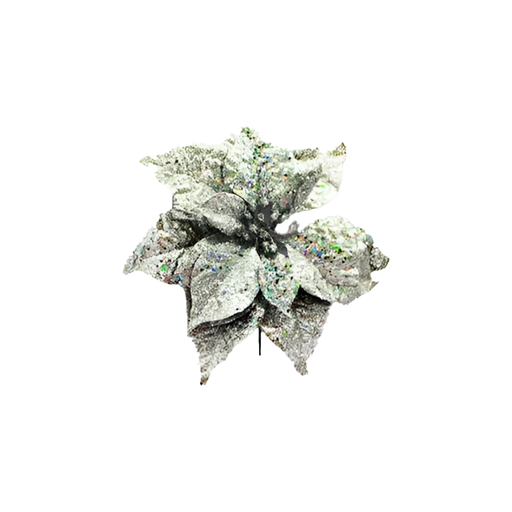 [76724] Flor navideña 24cm xh1462389s plateado