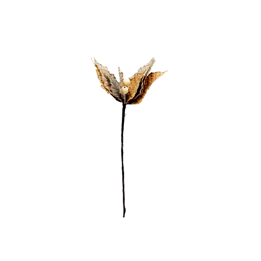 [124335] Flor navideña 25cm 0107 champagne/dorado