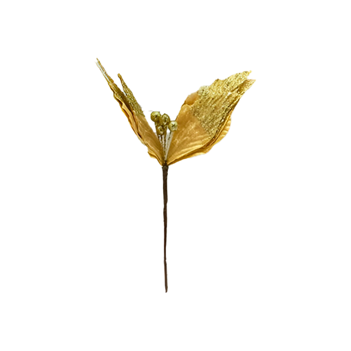 [129750] Flor navideña 25cm s23-26g dorado