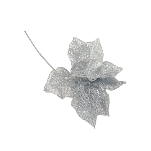 [83924] Flor navideña 28cm 2-cs1602-955 plateado