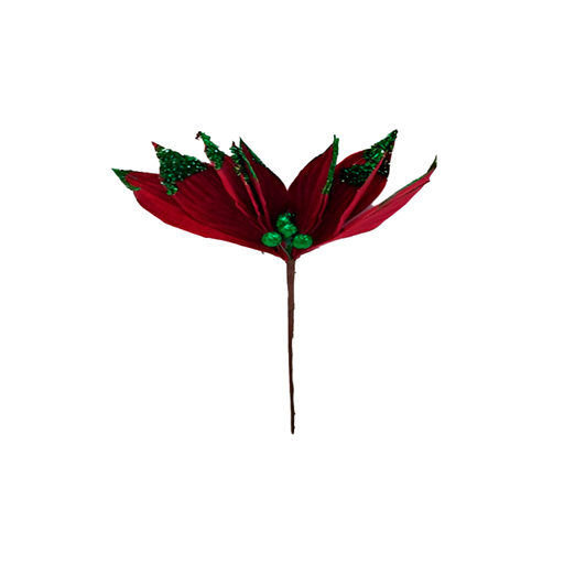 [129925] Flor navideña 30cm glx28-3-20 rojo/verde