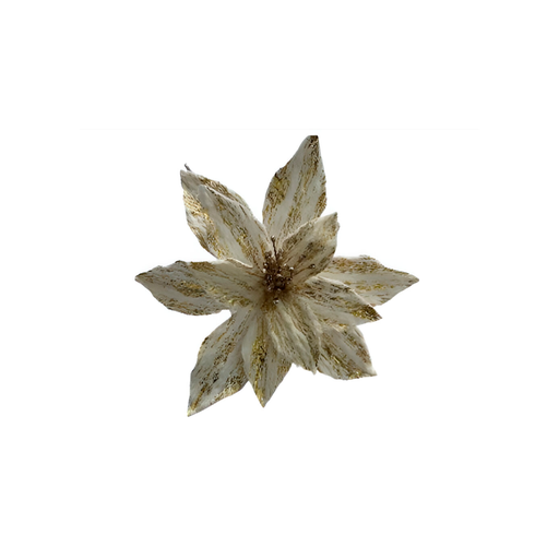 [130518] Flor navideña 30cm stll521 dorado/blanco