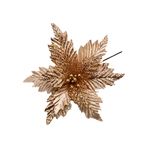 [129679] Flor navideña 35cm y23-124 champagne