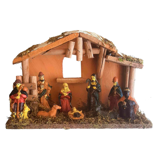 [124310] Nacimiento navideño con figuras 25x18cm 1532a