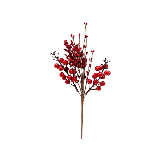 [124358] Rama navideña con bayas 30cm rojo