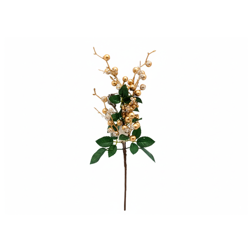 [131588] Rama navideña con bayas 40cm a1904-0381 dorado