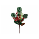 Rama navideña con bayas 43cm verde/rojo