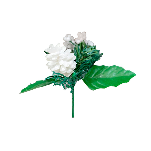 [130893] Rama navideña con bellota 19cm xh1462641 blanco