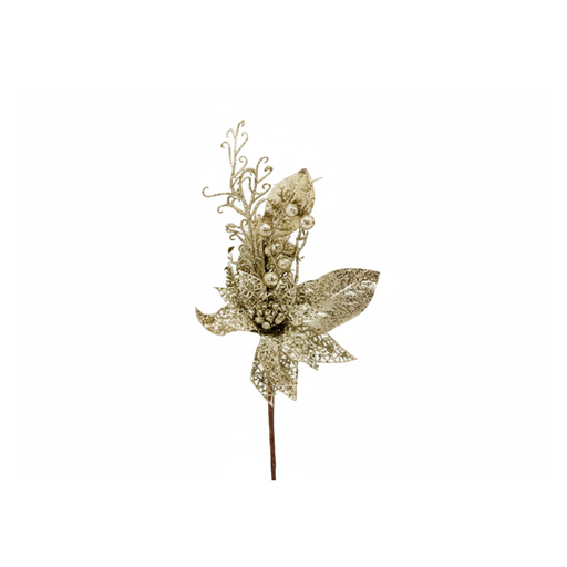 [125802] Rama navideña con flor 43cm 042207asg champagne