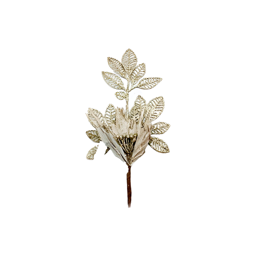 [129465] Rama navideña con flor 52cm 2023011c champagne