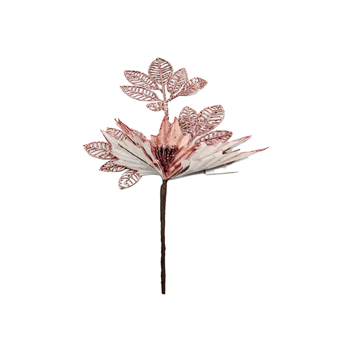 [129464] Rama navideña con flor 52cm 2023011rg rose gold