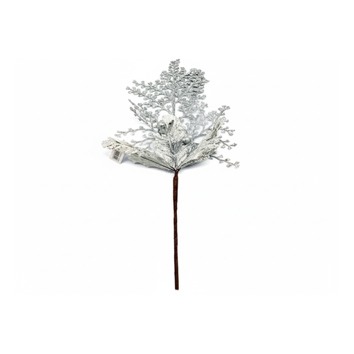 [129479] Rama navideña con flor 52cm yx2023109s plateado