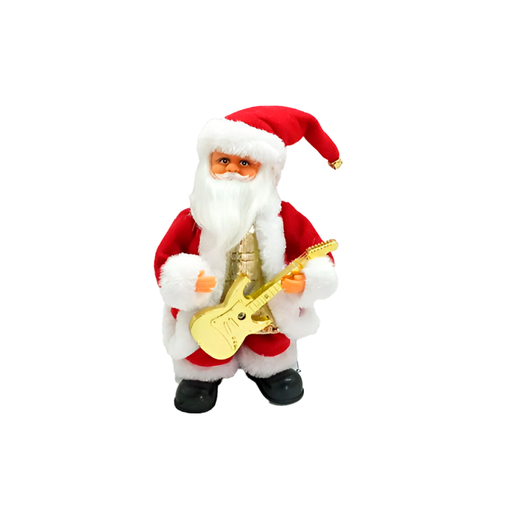 [124274] Santa claus 30cm con sonido/movimiento guitarra 1259