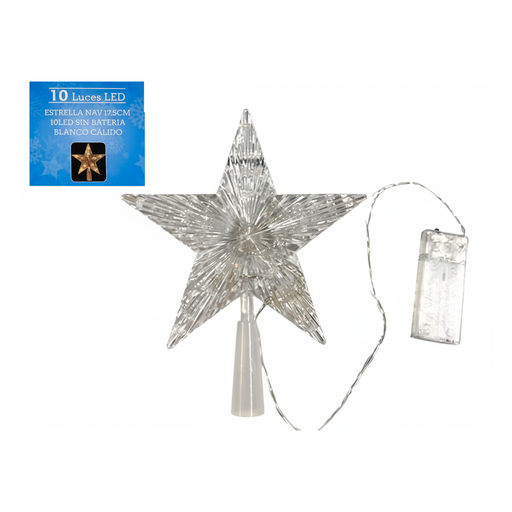 [147147] Estrella navideña 17.5cm 10led sin batería blanco 2506
