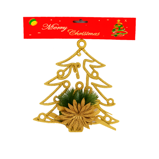 [92330] Adorno navideño forma arbol colgar 23x19cm 704-070 dorado