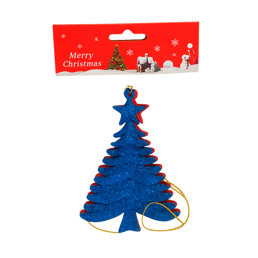 [124156] Adorno navideño forma arbol colgar 4pc 10x14cm varios colores