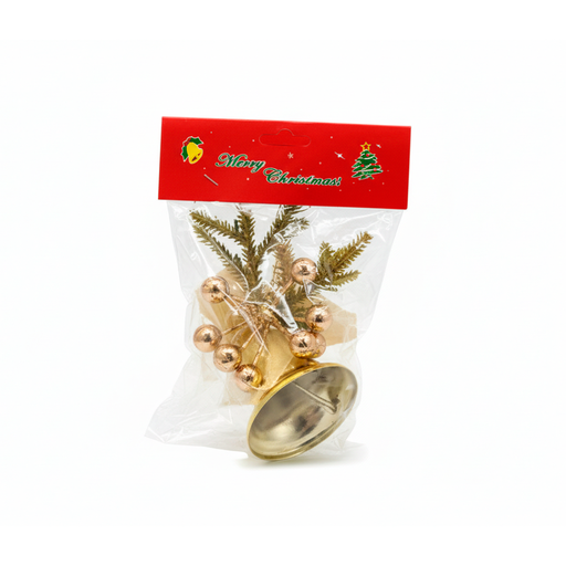 [130590] Adorno navideño campana colgar 11x16cm dorado