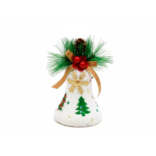 [124640] Adorno navideño campana colgar 12x8cm 22013 blanco