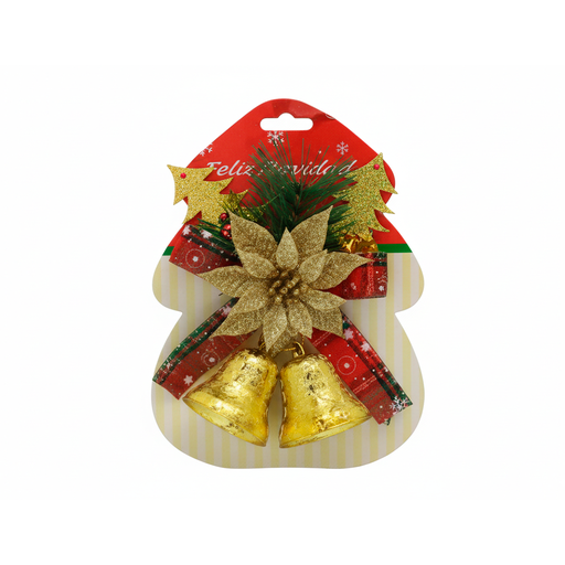 [115943] Adorno navideño campana colgar 13x18cm dorado