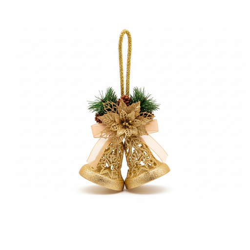 [92329] Adorno navideño campana colgar 17x28cm 1018 dorado
