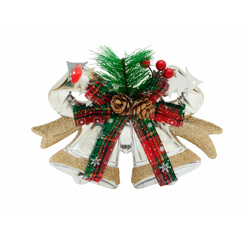 [115940] Adorno navideño campana colgar 20x16.5cm plateado