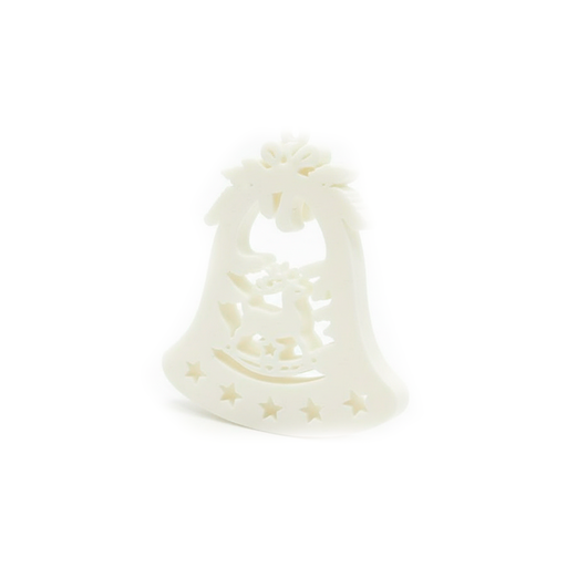 [124201] Adorno navideño campana colgar 3pc 10x11cm blanco