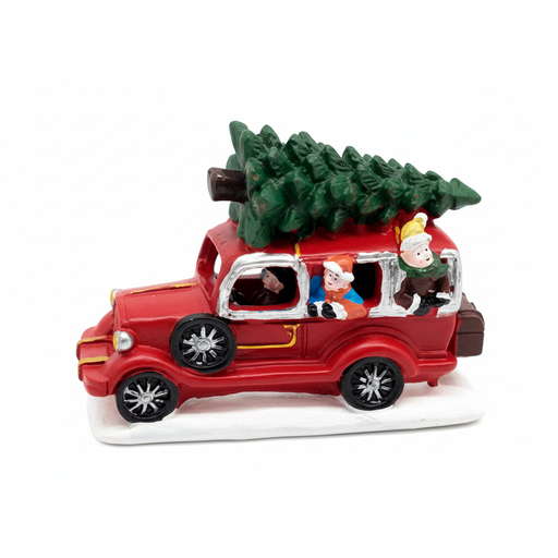 [130821] Adorno navideño carro decorativo con luz 6.5x6x8.2cm rojo