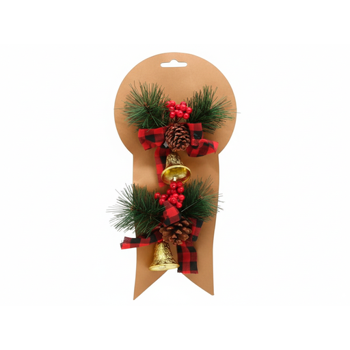 [124161] Adorno navideño chongo colgar 2pc 11x10cm rojo