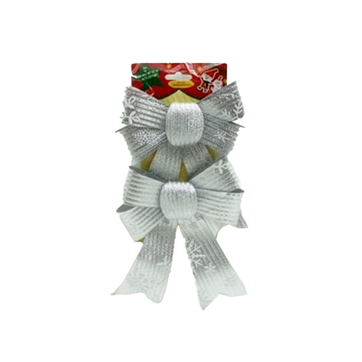 [124209] Adorno navideño chongo colgar 2pc 14x19cm plateado
