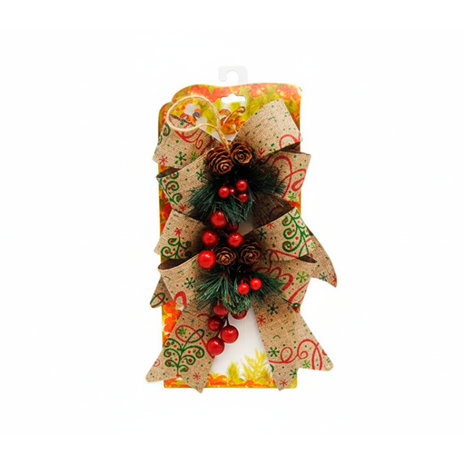 [92366] Adorno navideño chongo colgar 2pc 14x20cm beige
