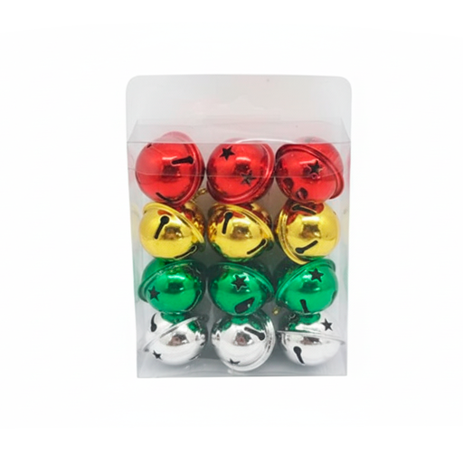 [130599] Adorno navideño colgar cascabel 12pc 3cm varios colores
