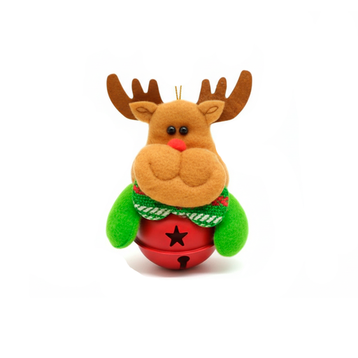 [124651] Adorno navideño colgar cascabel forma reno 7x10cm