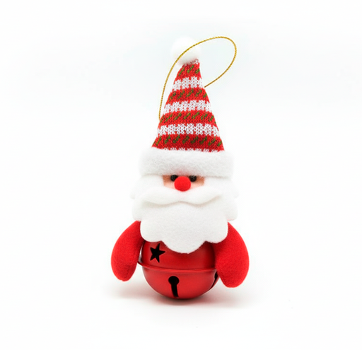 [124652] Adorno navideño colgar cascabel forma santa 7x10cm