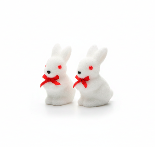 [115957] Adorno navideño conejo colgar 2pc 10x7cm blanco