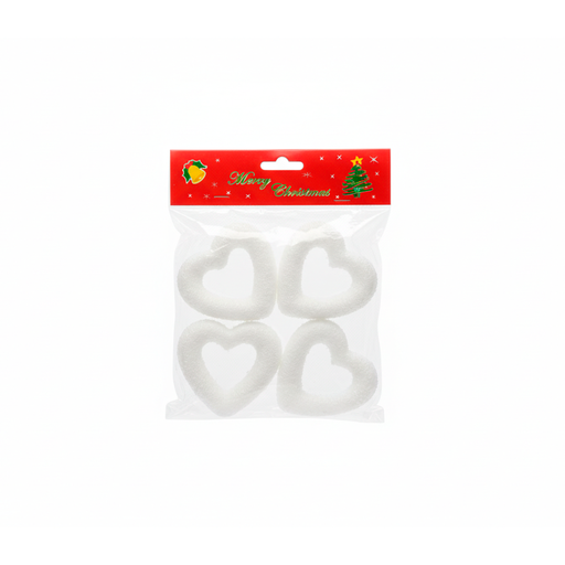 [115952] Adorno navideño corazon colgar 4pc 14x14cm blanco