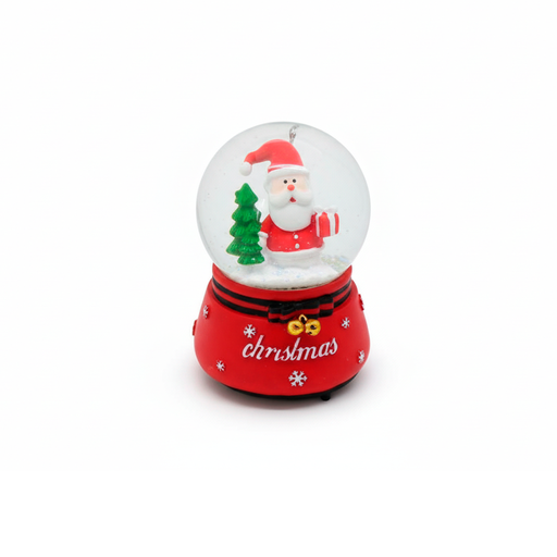 [116013] Adorno navideño esfera cristal santa con sonido 15cm