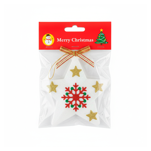 [124641] Adorno navideño estrella colgar foamy 15cm blanco