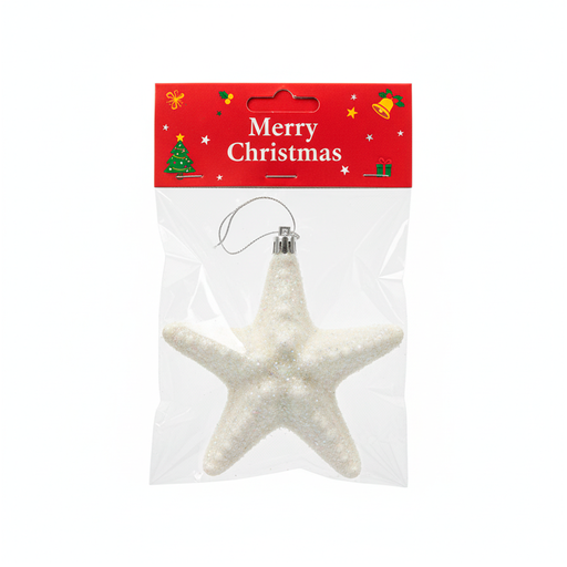 [130607] Adorno navideño estrella colgar foamy 21cm blanco