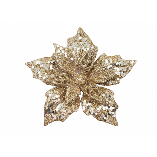 [124151] Adorno navideño flor para colgar 12cm 202-0004 dorado