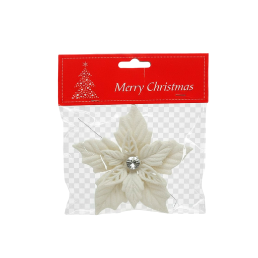 [124158] Adorno navideño flor para colgar 15cm 2202-0020 blanco
