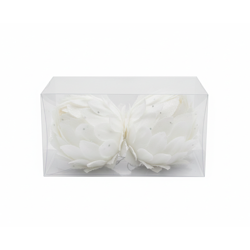 [129420] Adorno navideño flor/pluma 2pc 10cm 2115 blanco
